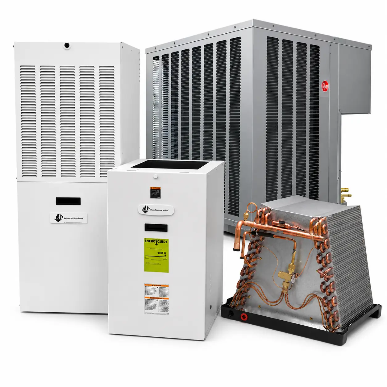 image3 Rheem Select 1.5 Ton Mobile Home Straight Cool Complete HVAC System 15.2 SEER2 - Image 1