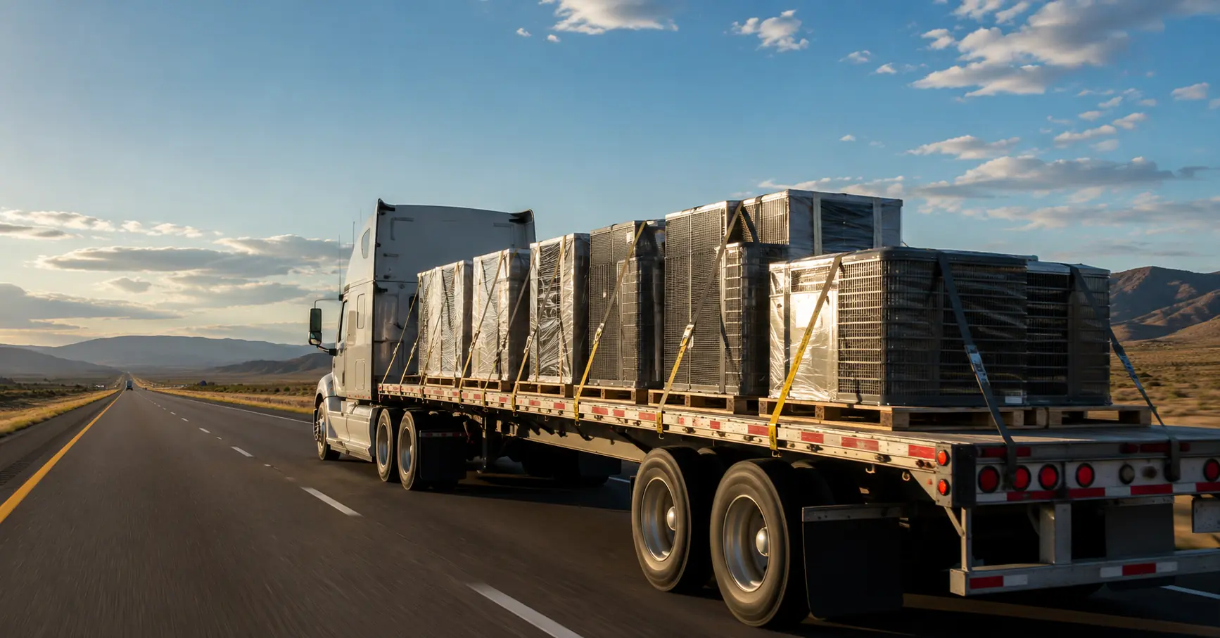 Freight truck shipping HVAC equipment nationwide